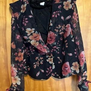 Floral Black and Pink Women's Top